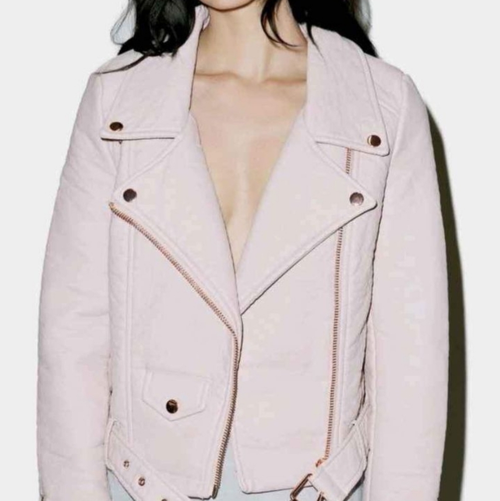 Pink vegan leather moto jacket XS IRON FIST CLOTHING
